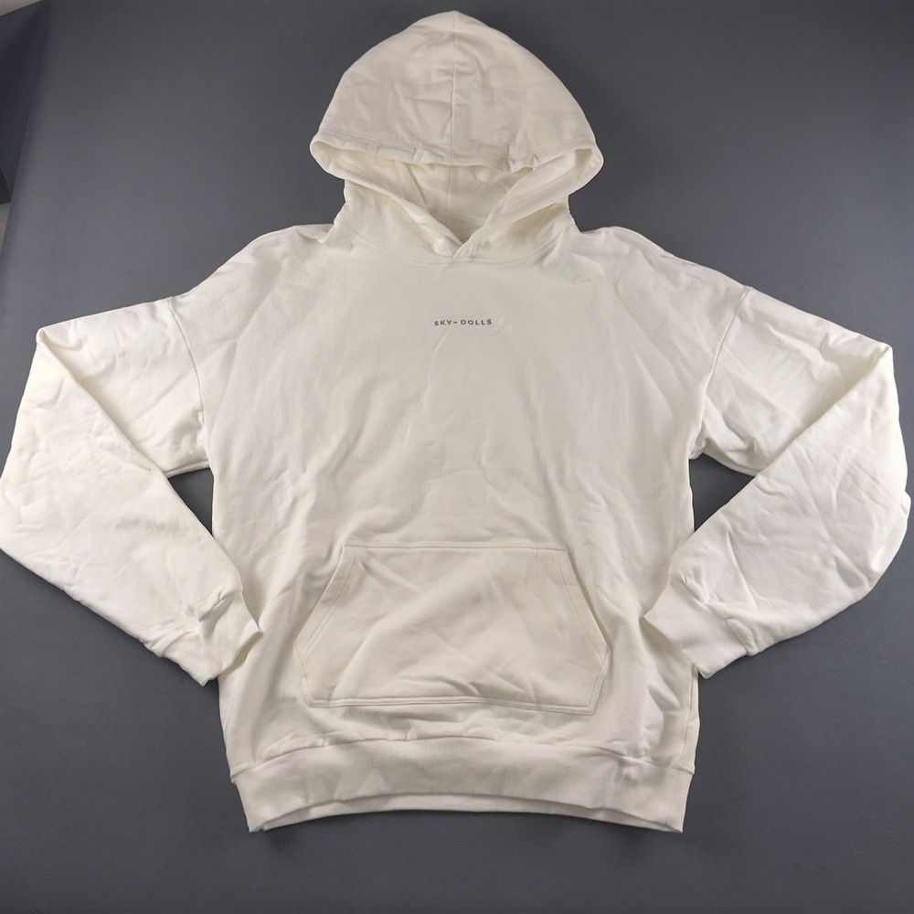 Sky-Dolls White Embroidered Logo Oversized Hoodie Sweatshirt XL